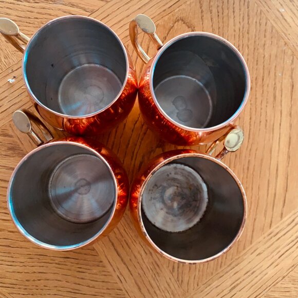 OGGI 4 Copper Mugs with EZ-Grip Brass Handle Moscow Mule Liquid Drinks - Picture 3 of 11